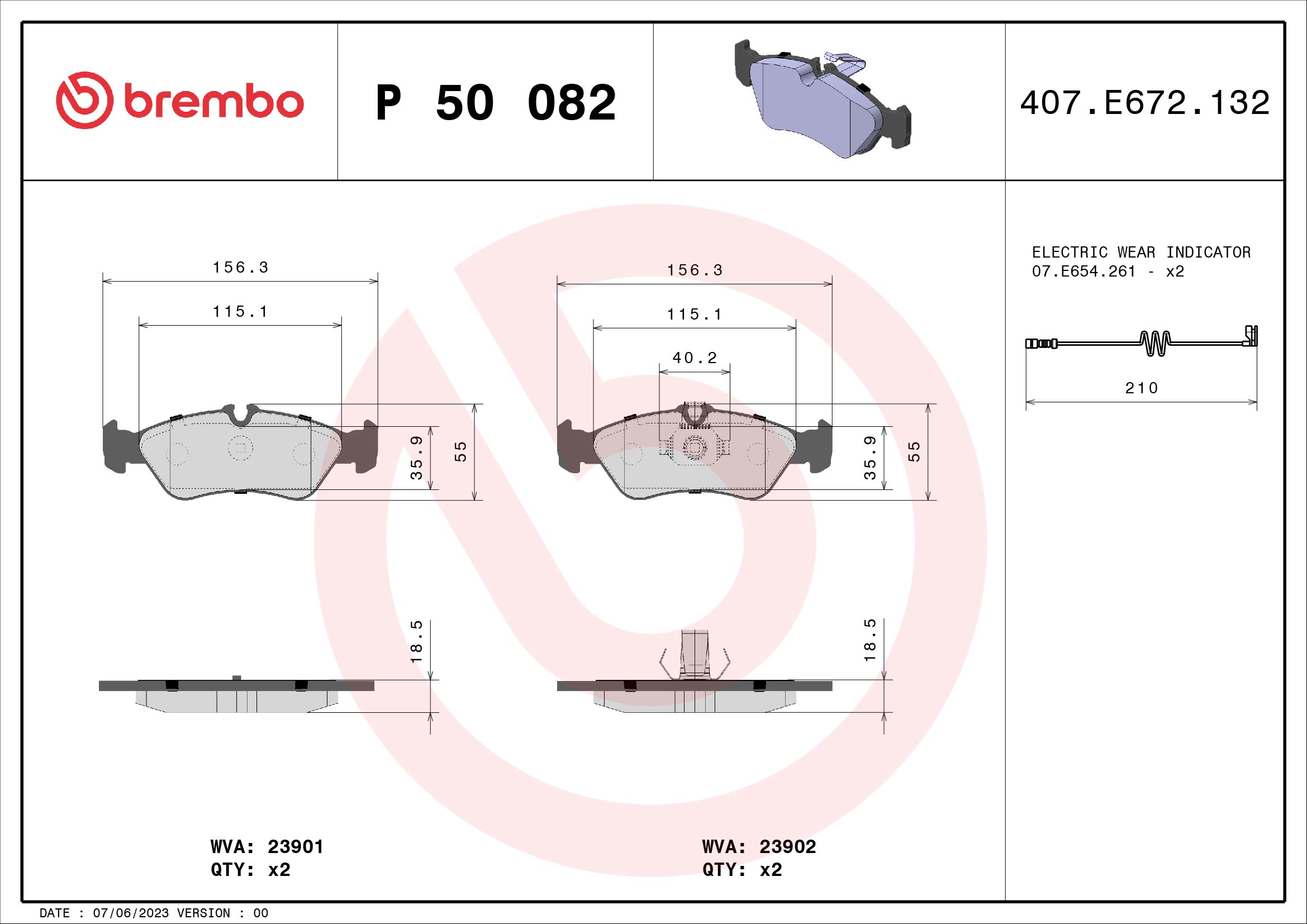 A.B.S. P 50 082 BREMBO Bremsbelagsatz, Scheibenbremse